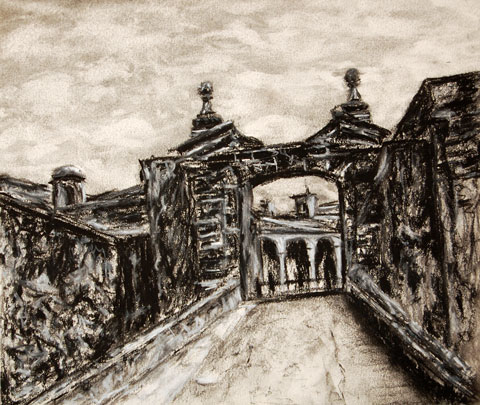 8" x 10" Charcoal Pencil & White Conte on paper 2002 (Viejo San Juan, Puerto Rico) Inspired by my trip and refrenced from a photo I shot