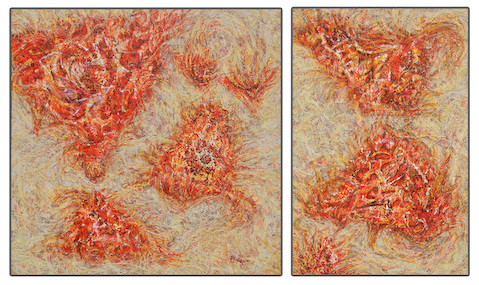 3' x 3'  &  2' x 3' - Acrylic, latex, oil stick, & pastel, on canvas 2006